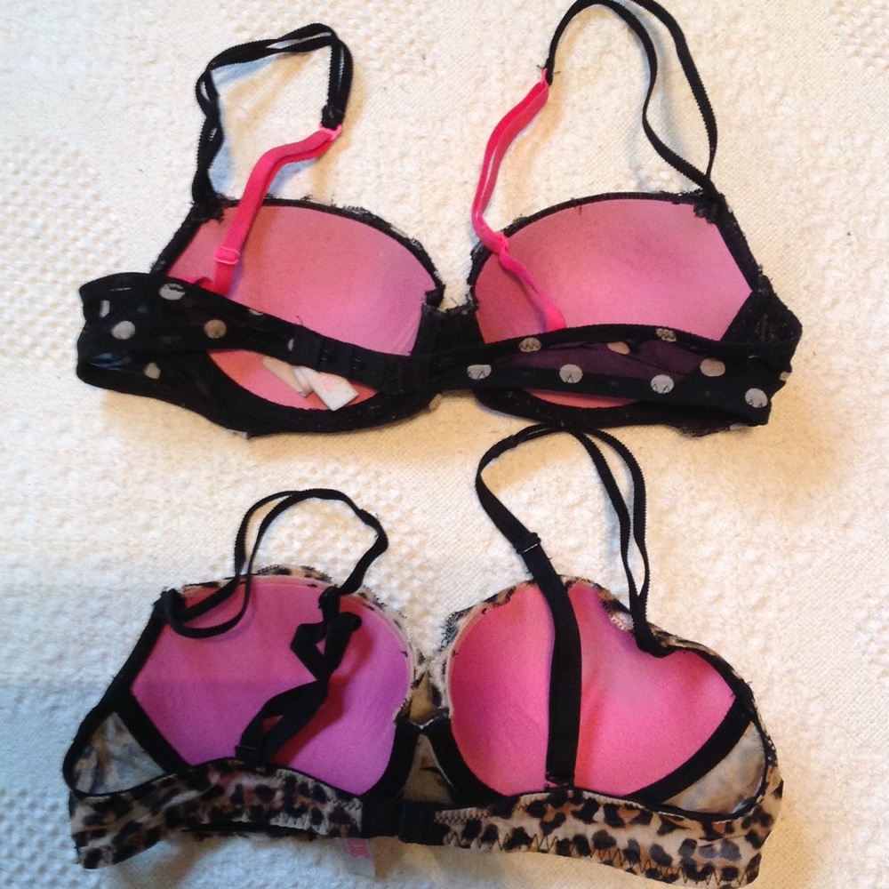 ⭐️⭐️VS PINK 34A push-up bra x2 cheetah polka dot - Picture 3 of 5